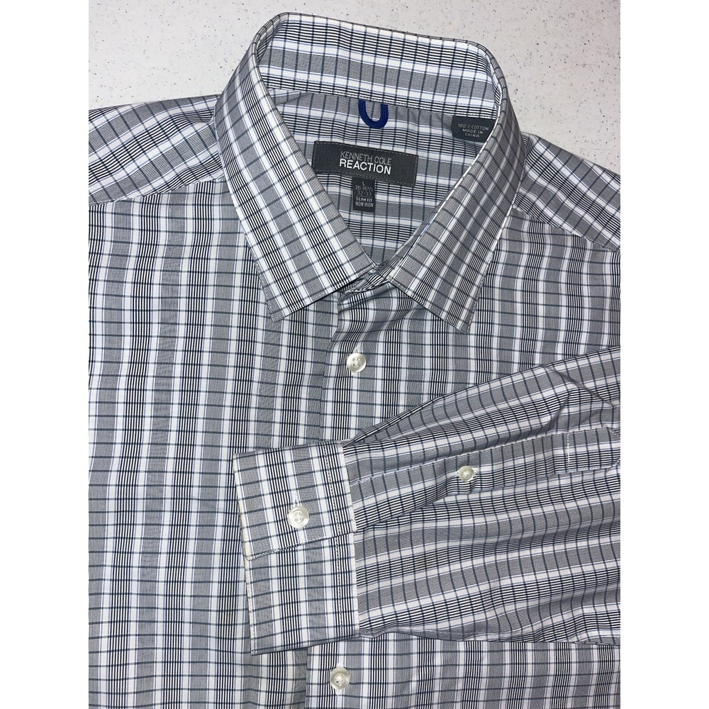 KENNETH COLE REACTION Men's Dress Shirt 16-16.5X32/33 Sleeves SLIM FIT Fast Ship
